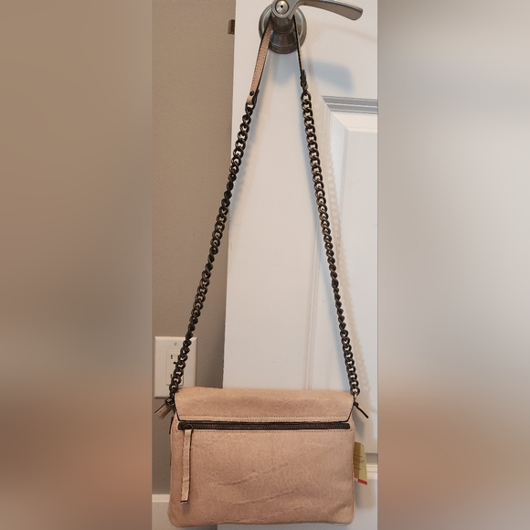 Maxon Collection Italian Napa Leather Asymmetric Flap Crossbody Bag, Cipria Pink - Picture 4 of 16